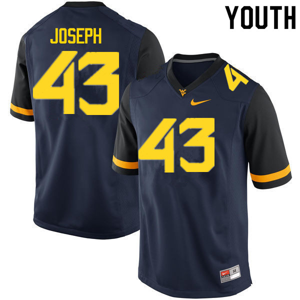 NCAA Youth Drew Joseph West Virginia Mountaineers Navy #43 Nike Stitched Football College Authentic Jersey FJ23B86OV